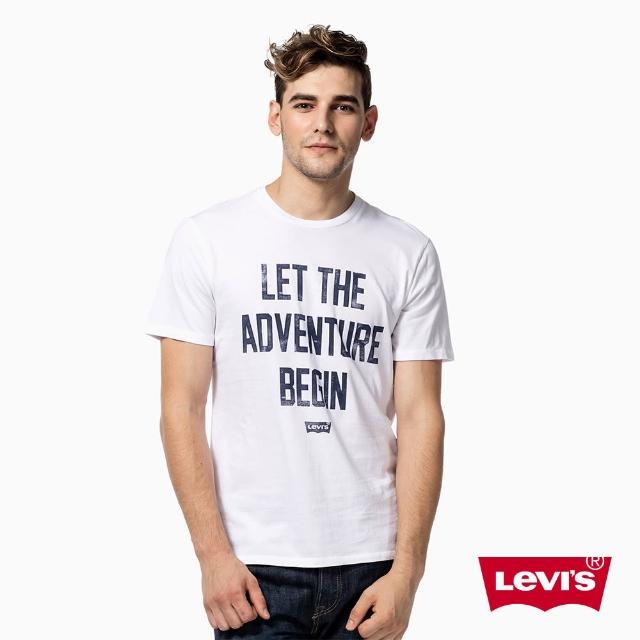 【Levis】男款白色純棉文字短袖T恤最新