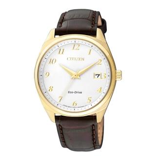 【CITIZEN】時尚風格光動能腕錶(金x皮/EO1172-05A)