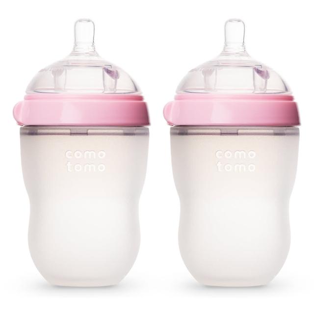 【comotomo】矽膠奶瓶二入250ML(粉紅色)福利品出清