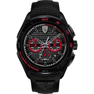 【Scuderia Ferrari】法拉利 急速三眼計時腕錶-黑x紅圈/45mm(0830344)