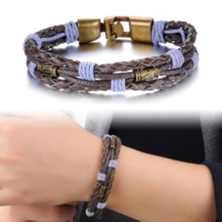 【米蘭精品】皮革手環鈦鋼手鍊男飾品(韓版經典潮流設計情人節生日禮物73cq28)