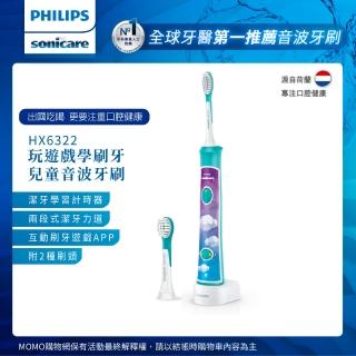 【口腔除菌隱形口罩- 飛利浦】Sonicare 新一代兒童音波震動牙刷/電動牙刷(HX6322)