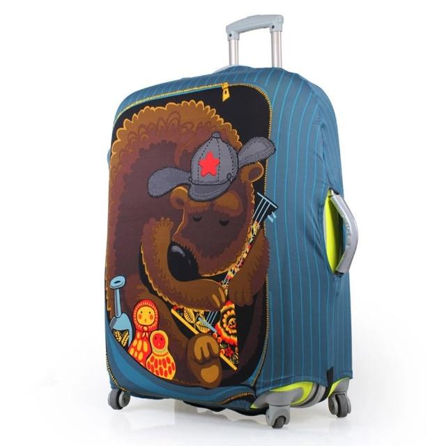 【PUSH! 旅遊用品】俄羅斯娃娃熊行李箱拉桿箱彈力保護套防塵套拖運套 24寸(24寸)便宜賣