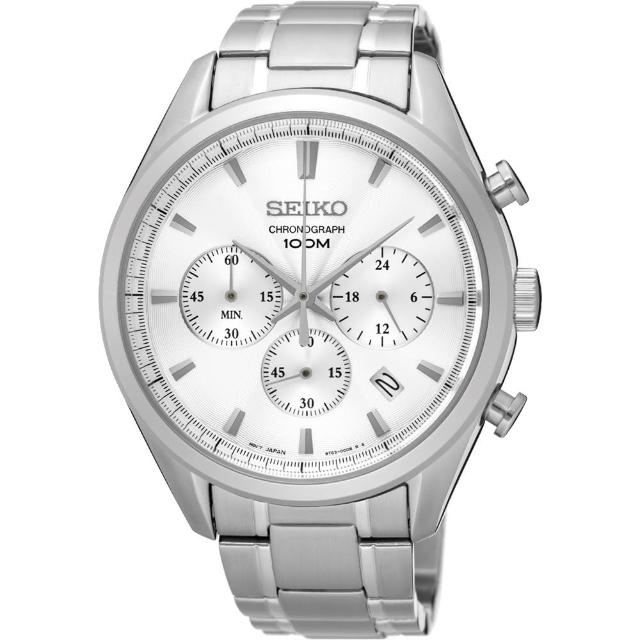 【SEIKO】精工 CS系列都會計時腕錶-銀/42mm(8T63-00C0S  SSB221P1)