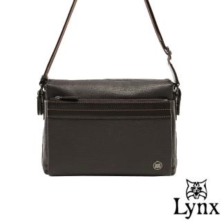 【Lynx】山貓真皮經典款極品型男橫式斜背包(大款)
