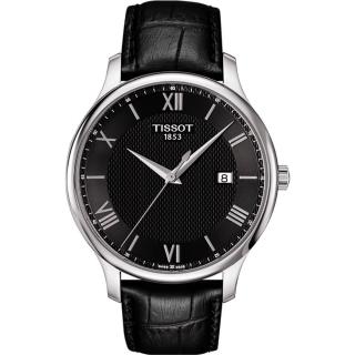 【TISSOT】Tradition 羅馬經典大三針石英腕錶-黑/42mm(T0636101605800)