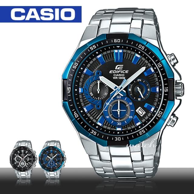 【CASIO 卡西歐 EDIFICE 系列】送禮首選_商務時尚_不鏽鋼錶帶_一觸式3倍扣_男錶(EFR-554D)限時下殺