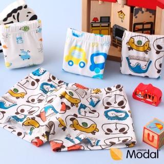 【Lolo squirrel】3件組-透氣抑菌男童內褲-藍色汽車動物(100-130cm)