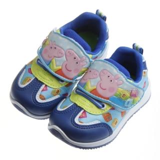 【布布童鞋】粉紅豬小妹喬治豬藍色英數方塊透氣運動鞋(ACY407B)