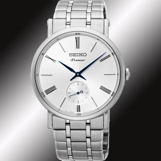 【SEIKO】精工 Premier 羅馬時尚小秒針腕錶-銀/38mm(6G28-00X0S SRK033J1)福利品出清