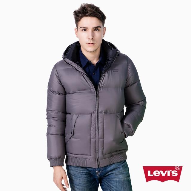 【Levis】男款連帽厚羽絨外套 / 紳士灰 / 壓紋 - Levis物超所值