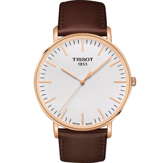 【TISSOT】天梭 Everytime 經典雋永腕錶-銀x玫塊金框/42mm(T1096103603100)