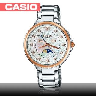 【CASIO 卡西歐 SHEEN 系列】送禮首選_日期顯示_月相顯示_不鏽鋼錶帶_防水_氣質女錶(SHE-3044SG)