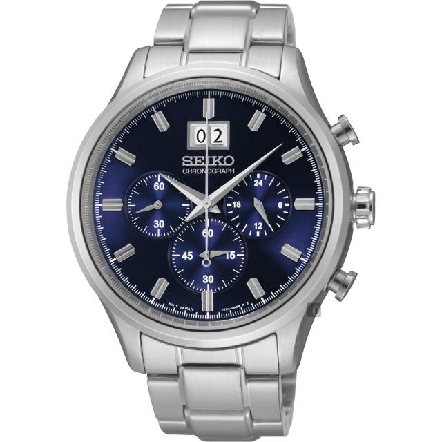 【SEIKO】精工 CS爵士大日期視窗計時腕錶-藍/42mm(7T04-0AE0L  SPC081P1)