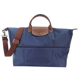 【LONGCHAMP】LE PLIAGE 延展夾層手提/斜背旅行袋(深藍)