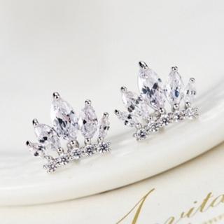 【米蘭精品】耳環流行銀飾品鑲鑽耳飾(時尚精緻皇冠高貴優雅情人節生日禮物首選2色73ag191)