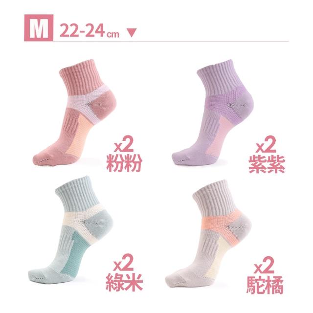 【MarCella 瑪榭】MIT-足弓腳踝加強運動襪-8雙組(短襪/機能襪/中筒襪)