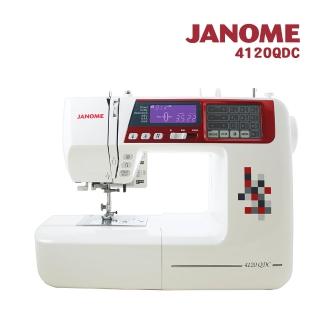 JANOME 車樂美 4120QDC 電腦型縫紉機，臺灣原裝生產，採用水平式全迴轉梭床，縫紉速度最高達700針/分以上，針距幅度及長度皆為0~7mm，具備自動穿線功能，材質為耐用複合材質，淨重僅6.8KG，適閤家用及專業縫紉。電壓110V，全機2年保固，尺寸及配件詳見產品說明，輕鬆實現精準縫製。