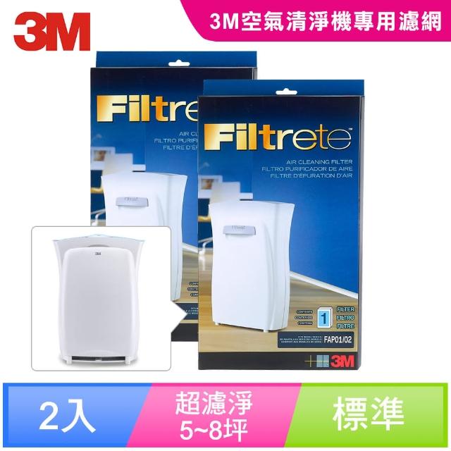 【3M】淨呼吸空氣清靜機超濾淨型專用濾網-5坪8坪適用(2入超值組)