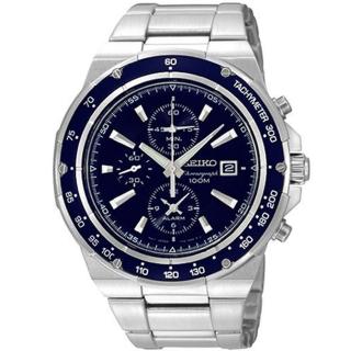 【SEIKO 精工】藍色飆風三眼計時不鏽鋼時尚腕錶(43mm/7T62-0KJ0B/SNAD81P1)