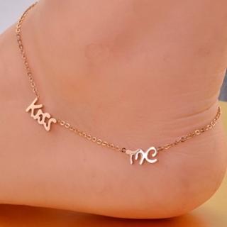 【米蘭精品】玫瑰金腳鍊流行飾品(KISS ME時尚流行母親節生日情人節禮物71ak69)