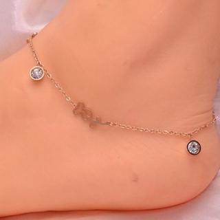 【米蘭精品】玫瑰金鑲鑽腳鍊流行飾品(時尚簡約精美小花母親節生日情人節禮物71ak82)