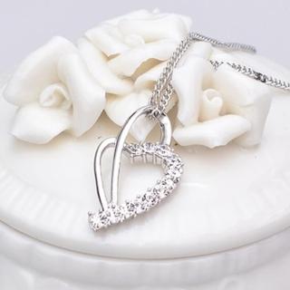 【米蘭精品】項鍊水晶流行飾品(鑲鑽絢麗鏤空心型母親節情人節生日禮物3色73aj72)