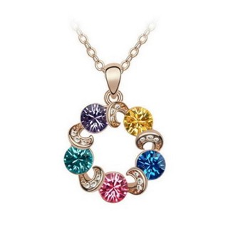 【米蘭精品】項鍊水晶流行飾品(鑲鑽絢麗甜美摩天輪造型母親節情人節生日禮物5色73aj97)