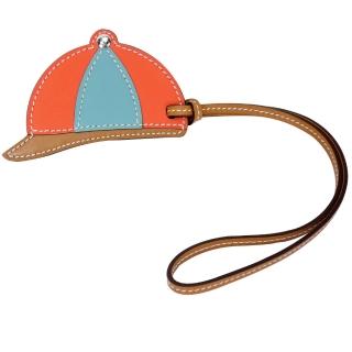 【HERMES】Bag Charm 棒球帽吊飾(水藍x橘x棕)