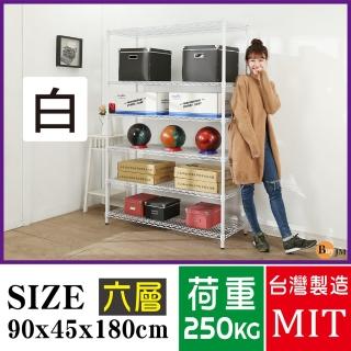【BuyJM】超荷重白烤漆加強型90x45x180CM鐵力士六層架/波浪架