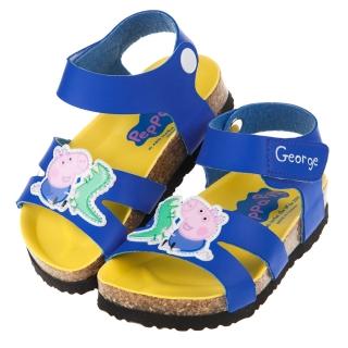 【布布童鞋】粉紅豬小妹喬治豬藍色歐風兒童氣墊涼鞋(A7E501B)