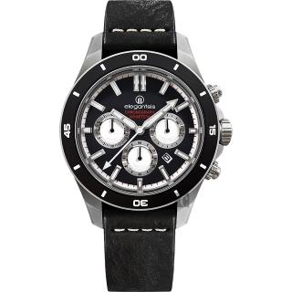 【elegantsis】JT65R 騎士系列三眼計時腕錶-黑/48mm(ELJT65R-6B03LC)