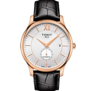 【TISSOT 天梭】TRADITION 38小時動力儲存時尚男性皮帶機械腕錶(40mm/T0634283603800)