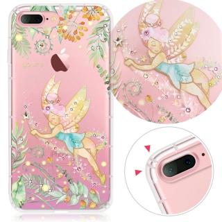 【YOURS】APPLE iPhone7 Plus/i8 Plus 5.5吋 奧地利水晶彩繪防摔手機鑽殼-綠仙子(i7+ / i8+)