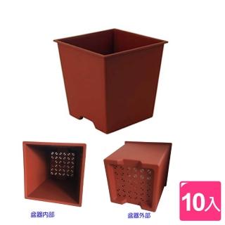 【蔬菜工坊005-D114-RE-3】四方型栽培盆5.5吋-磚紅色10入/組(厚)