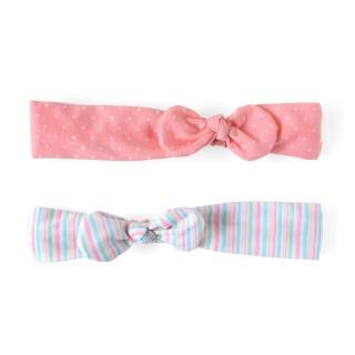 【美國 Joli Sophie】彈性蝴蝶結髮帶2入組 - 馬卡龍橘白點點(JSHB2PDRS)