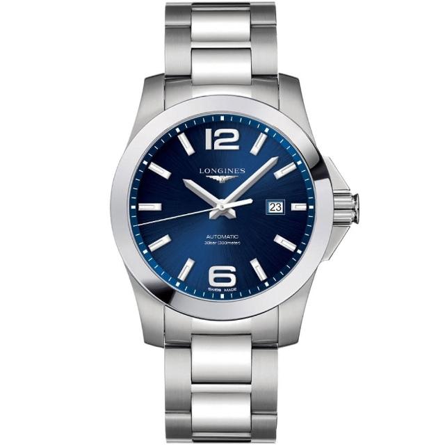 【LONGINES】浪琴 Conquest 征服者300米機械錶-藍/43mm(L37784966)