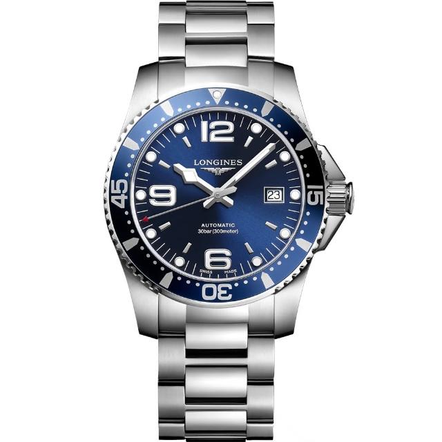 【LONGINES】浪琴 征服者300米潛水64小時動力儲存機械錶-藍/41mm(L37424966)