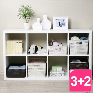 【真心良品】藤蔓風收納籃大+中(3+2入)