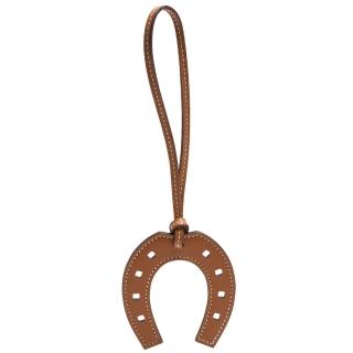 【HERMES】馬蹄造型拼色小羊皮鑰匙圈/吊飾(駝063614CA-NATUREL)