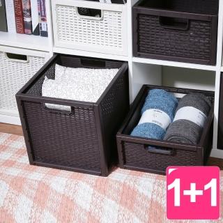 【真心良品】卡特藤蔓風收納置物籃大+中(1+1入)