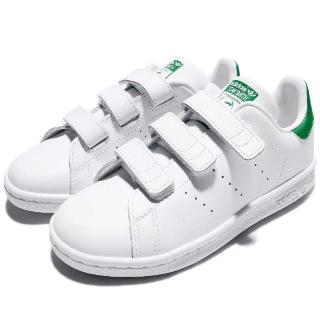 【adidas】休閒鞋 Stan Smith CF  童鞋 愛迪達 史密斯 魔鬼氈 皮革 舒適 白 綠(M20607)