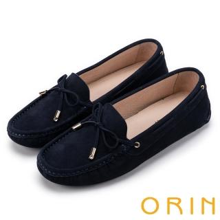 【ORIN】經典復古時尚 真皮手縫平底帆船鞋(藍色)