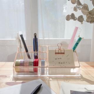 【目喜生活】玫瑰金辦公美妝收納架 生日禮物(辦公用品與美妝收納好幫手)