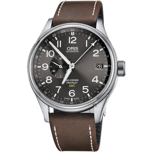 【ORIS 豪利時】Big Crown ProPilot GMT小秒針飛行錶-灰/45mm(0174877104063-0752205FC)