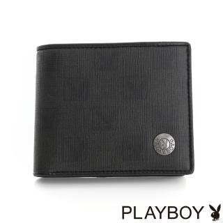 【PLAYBOY】中翻短夾 紳士棋盤兔系列(經典黑)
