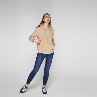 【ICHE 衣哲】時尚連帽拼接拉鍊毛海造型外套-駝