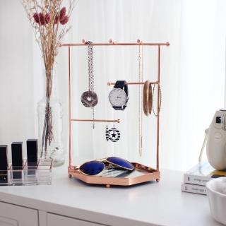 【目喜生活】玫瑰金 華爾滋 珠寶首飾展示架(鏡面底)