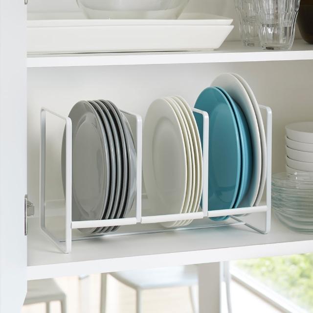 【YAMAZAKI】tower三格日系框型盤架L-白(收納架/碗盤架/碗盤瀝水架/廚房置物架) 
