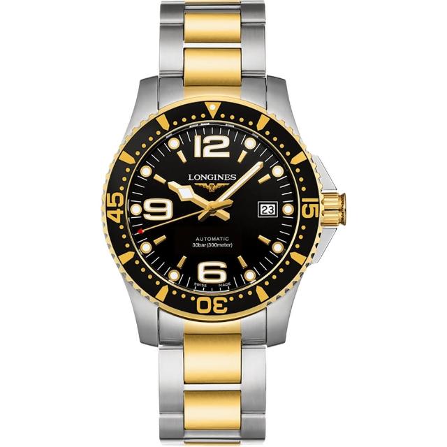 【LONGINES 浪琴】征服者300米64小時動力儲存潛水機械錶-黑x雙色版/41mm(L37423567)